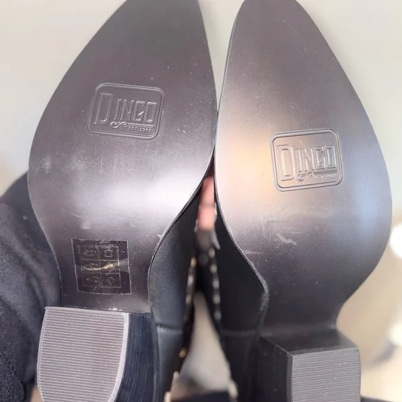 Dingo Black and White Embroidered Heeled Boots - Picture 6 of 13